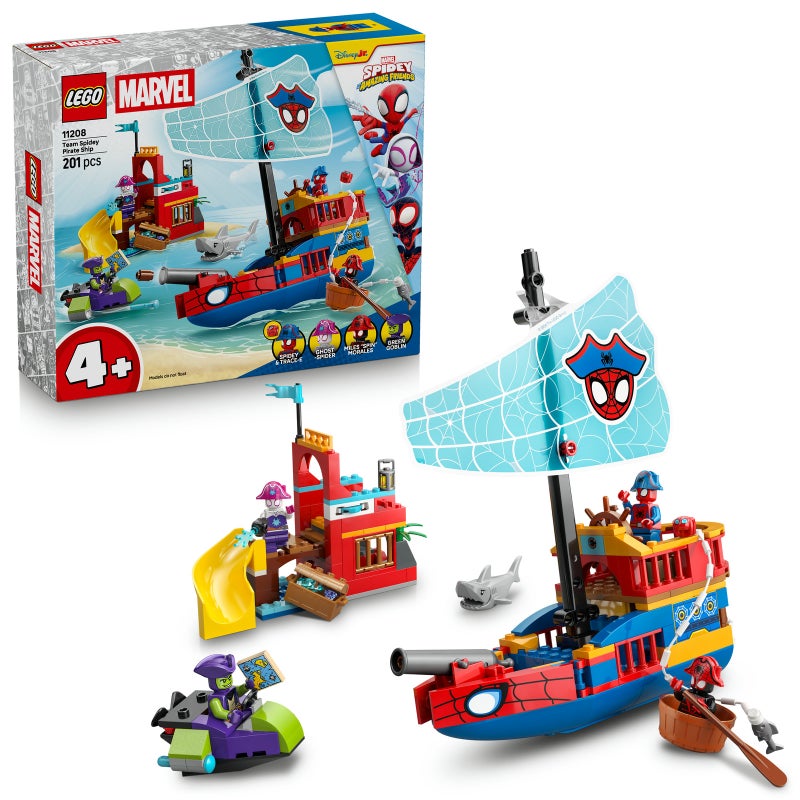 LEGO Marvel Spidey And His Amazing Friends Team Spidey Pirate Ship 11208 Building Toy Set (201 Pieces) - Image 1